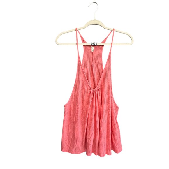 Intimately Free People Spaghetti Strap Ribbed Racerback Tank Top Medium Pink - Picture 2 of 4